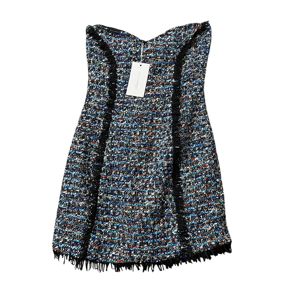 Lovers + Friends XXS Luna Mini Dress Strapless Sweetheart Boucle Tweed